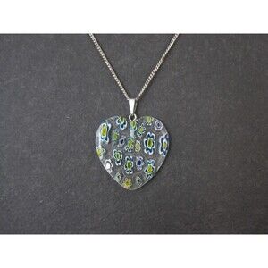 Vintage Millefiori Heart Pendant Necklace
